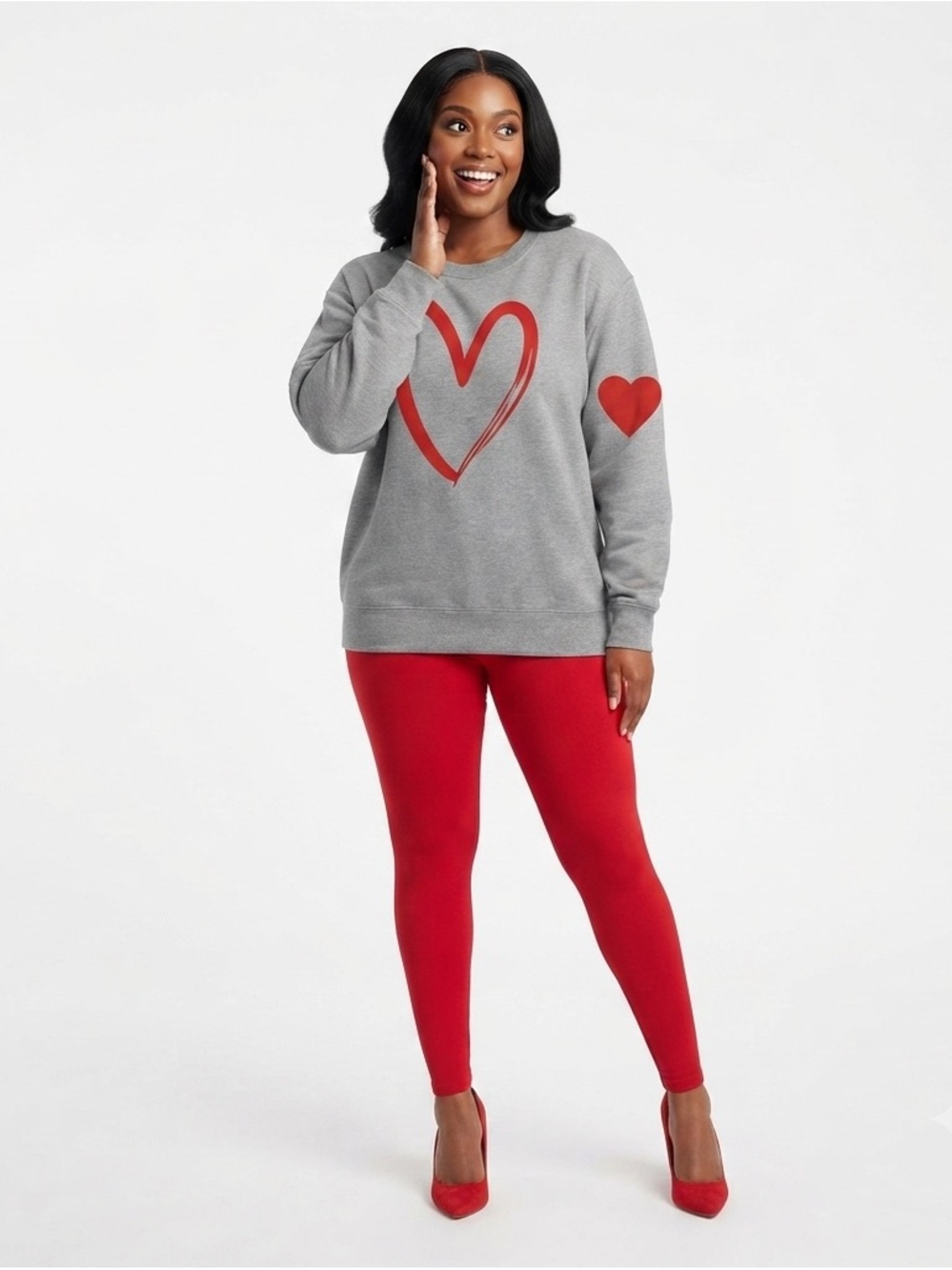 Source Unknown Gray Heart Graphic Oversized Sweatshirt 3XL